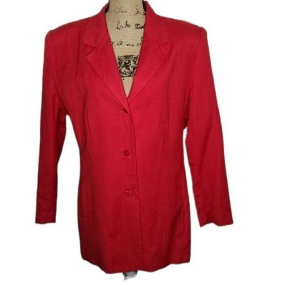 Vintage 90s Red Boxy Classic Blazer - Picture 1 of 15